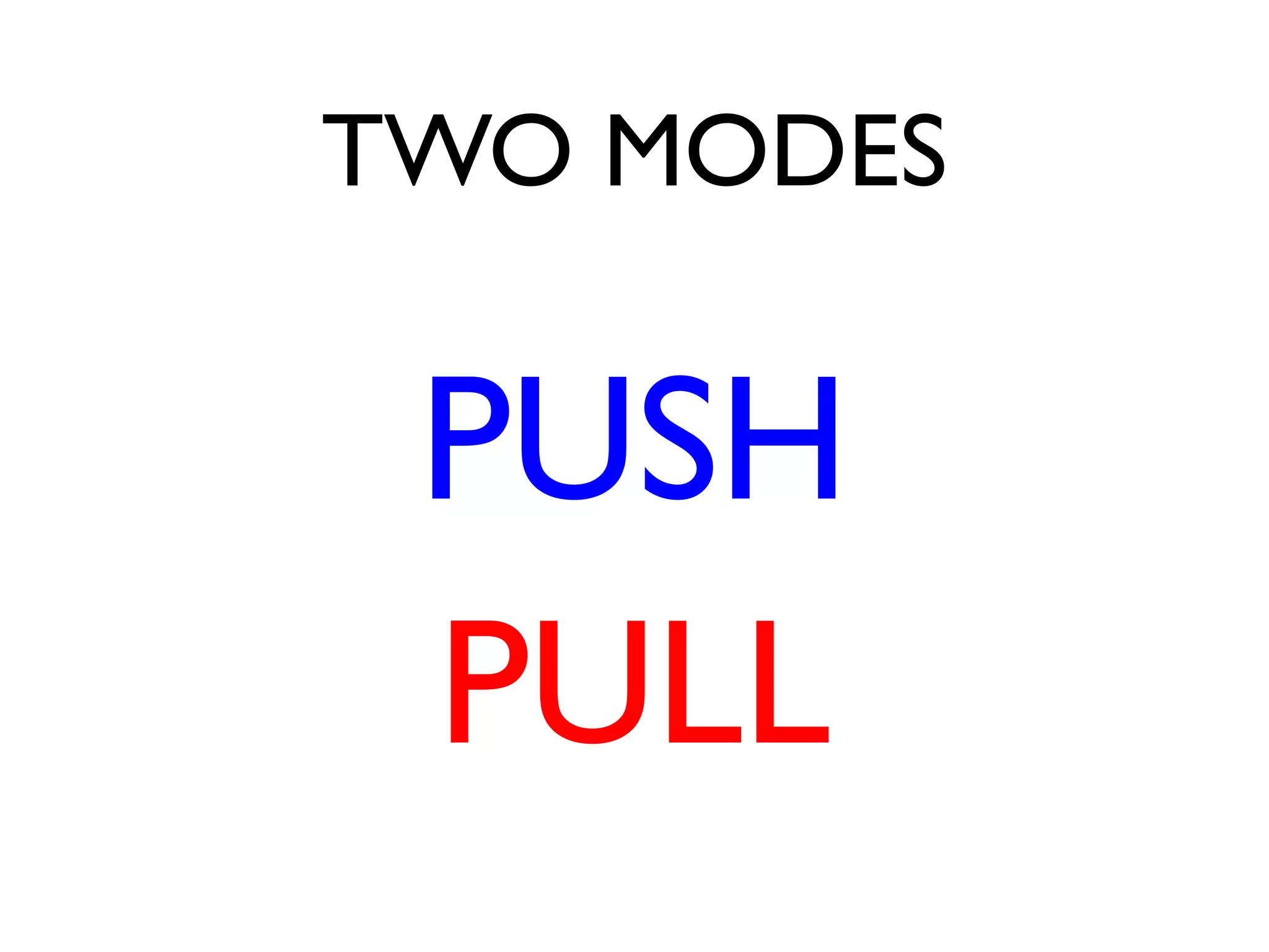 TWO MODES


 PUSH
 PULL
 
