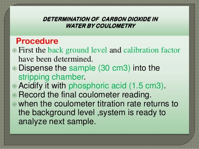Determination Of Carbon Dioxide In Water