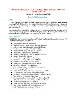 Call for Papers – SAIM 2026 | Feb 14–15, 2026 | Chennai, India | PDF