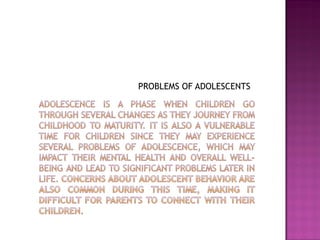 Sai memorial girls school.ppt on Problems and challenges of Adolescence ...