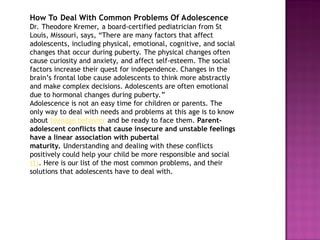 Sai memorial girls school.ppt on Problems and challenges of Adolescence ...