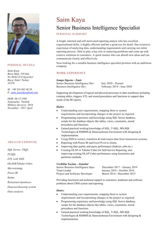 Saim Kaya CV | PDF image.