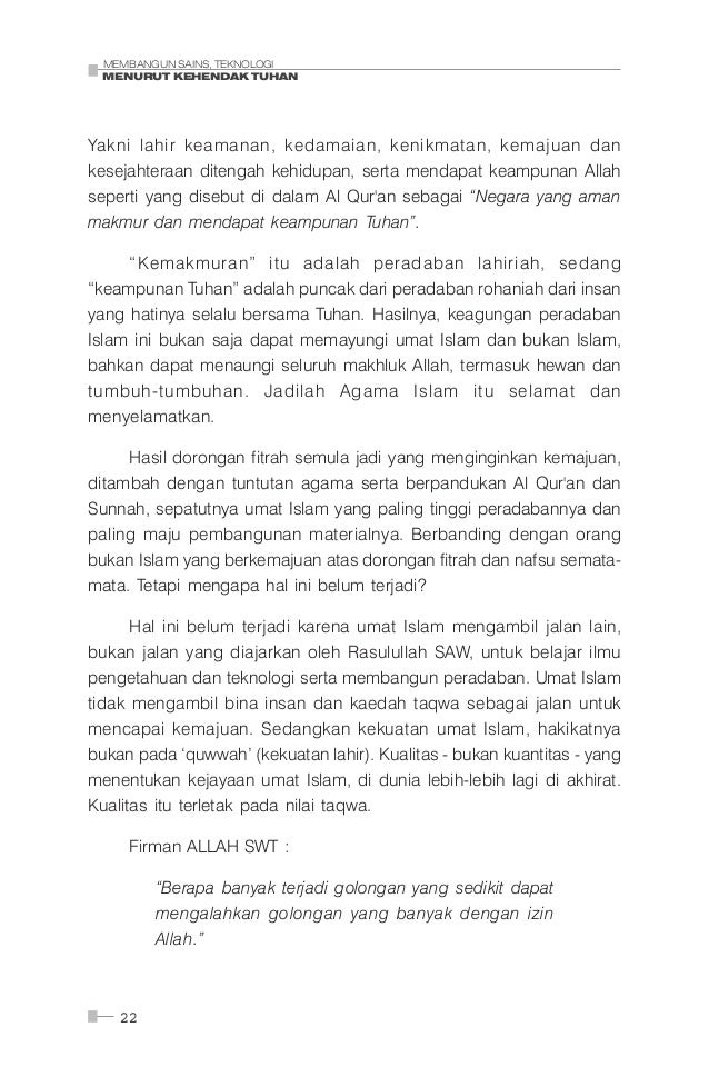 Membangun Sains Teknologi Menurut Kehendak Tuhan