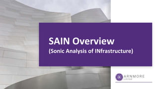 SAIN Overview
(Sonic Analysis of INfrastructure)
 