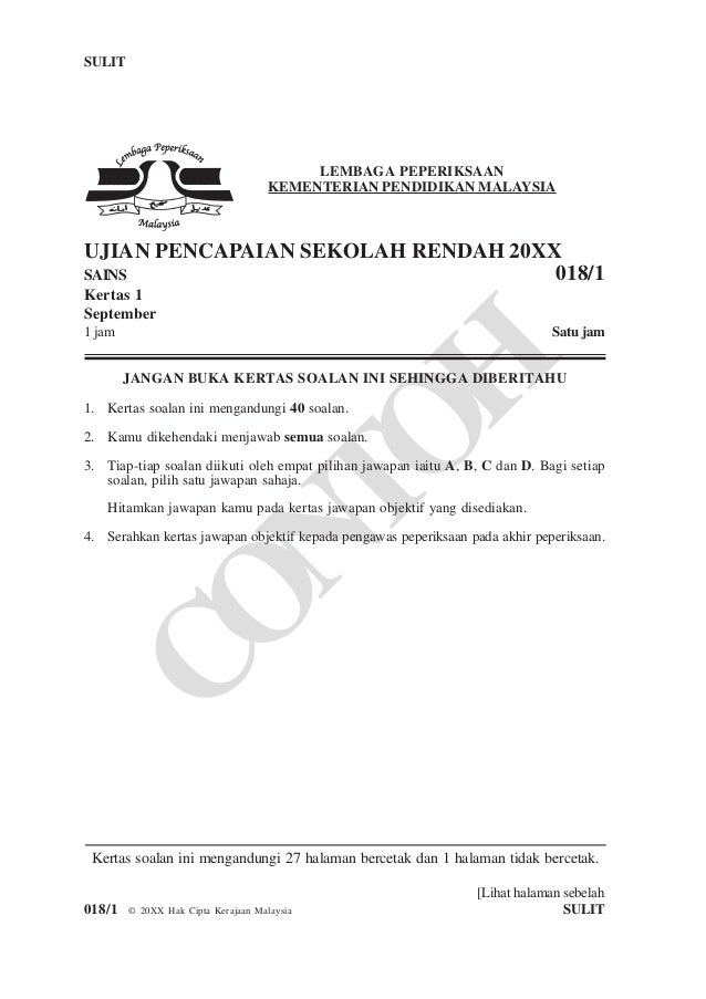 Kertas Jawapan Objektif 40 Soalan - World Globe