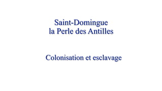Saint-Domingue
la Perle des Antilles
Colonisation et esclavage
 