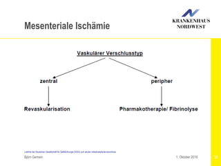 Leitlinie der Deutschen Gesellschaft für Gefäßchirurgie (DGG) zum akuten Intestinalarterienverschluss
Björn Gemein 331. Oktober 2016
Mesenteriale Ischämie
 