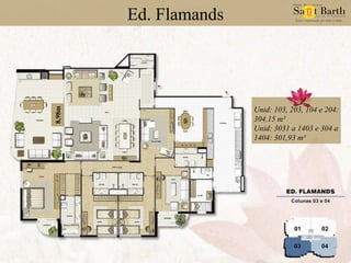 Ed. Flamands Unid: 103, 203, 104 e 204: 304,15 m² Unid: 3031 a 1403 e 304 a 1404: 301,93 m² 8,98m 