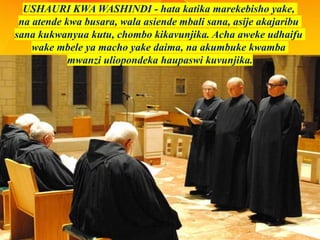 USHAURI KWA WASHINDI - hata katika marekebisho yake,
na atende kwa busara, wala asiende mbali sana, asije akajaribu
sana kukwanyua kutu, chombo kikavunjika. Acha aweke udhaifu
wake mbele ya macho yake daima, na akumbuke kwamba
mwanzi uliopondeka haupaswi kuvunjika.
 