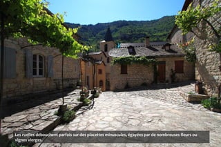 Les ruelles débouchent parfois sur des placettes minuscules, égayées par de nombreuses fleurs ou
vignes vierges.
 