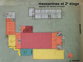 mezzanines et 2e étage
espaces de réunion et travail




                                        BEAUBIEN
                                2e AVENUE
 