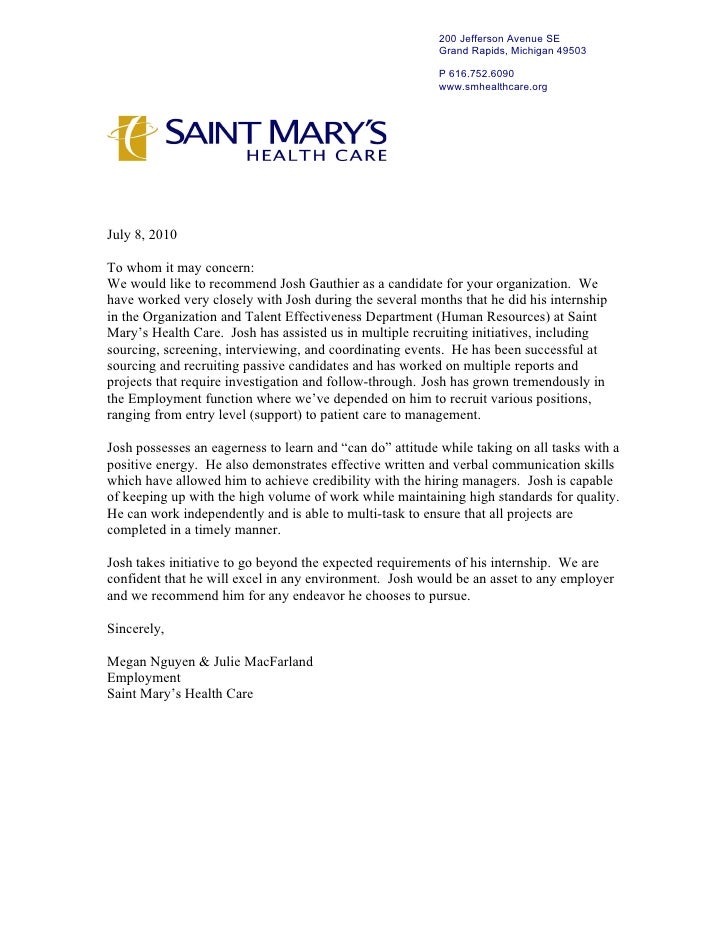 Saint Marys Letter Of Recommendation