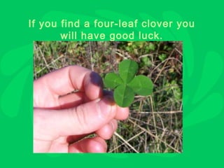 If you find a four-leaf clover you
       will have good luck.
 