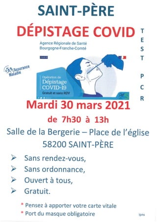  Opération dépistage COVID-19 à Saint-Père 30 mars 2021