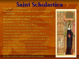 10 February: Feast of Saint Scholastica - Prince of Peace Catholic Church &  School