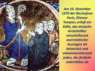 Als Reaktion auf diese vermeintlichen Fehler schrieb Thomas zwei
Werke, eines davon De unitate intellectus, contra Averroi...