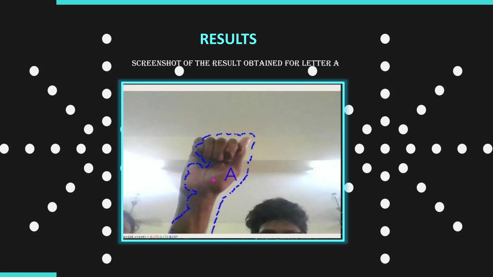 RESULTS
Screenshot of the result obtained for letter A
 