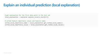 © Microsoft Corporation
Explain an individual prediction (local explanation)
 