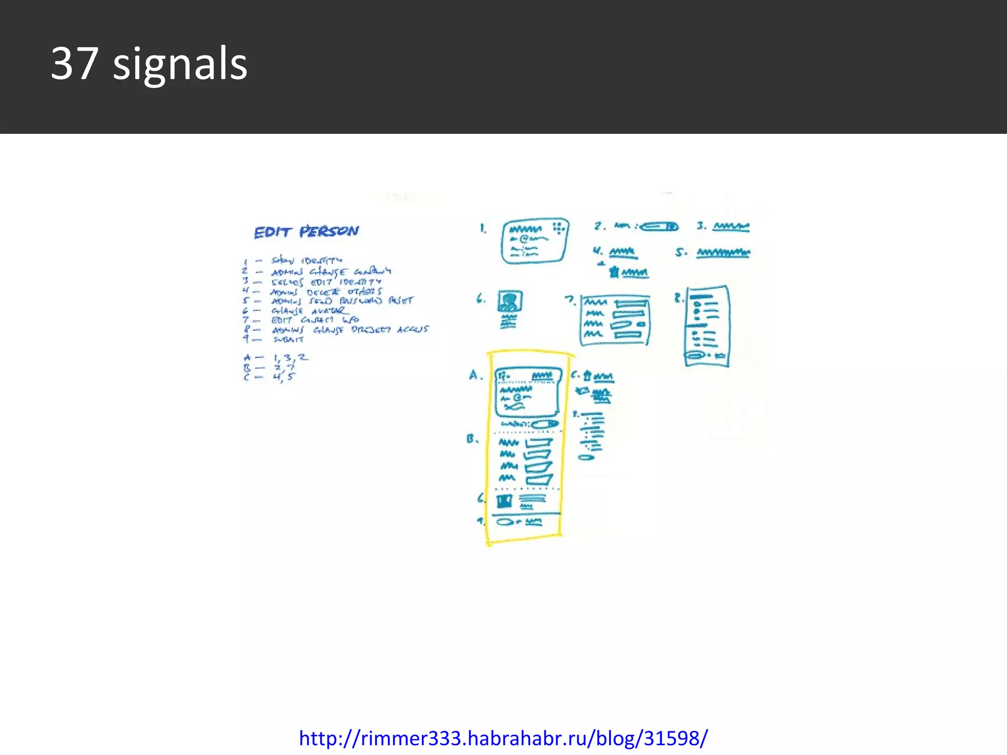 37 signals http://rimmer333.habrahabr.ru/blog/31598/ 
