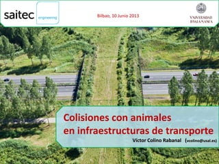 Colisiones con animales
en infraestructuras de transporte
Víctor Colino Rabanal (vcolino@usal.es)
Bilbao, 10 Junio 2013
 