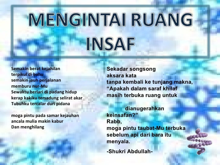 Sajak Mengintai Ruang Keinsafan