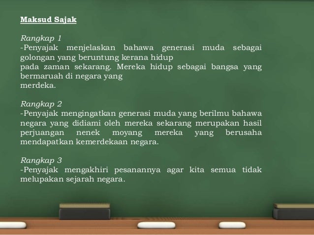 Sajak warkah kepada generasi Sajak warkah kepada generasi