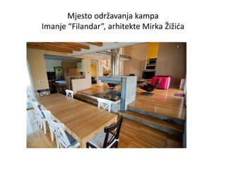 Mjesto održavanja kampa
Imanje “Filandar”, arhitekte Mirka Žižida
 