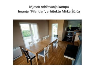 Mjesto održavanja kampa
Imanje “Filandar”, arhitekte Mirka Žižida
 