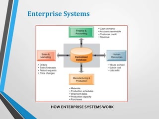 Enterprise Systems
HOW ENTERPRISE SYSTEMSWORK
 