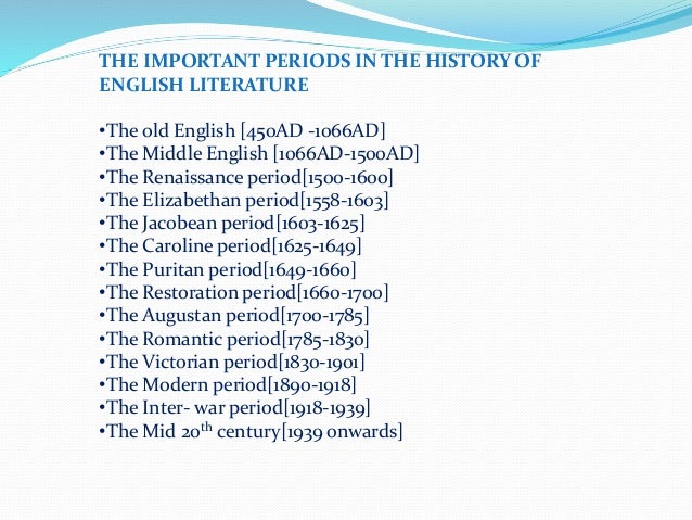 Periods Of English Literature Chart Pdf