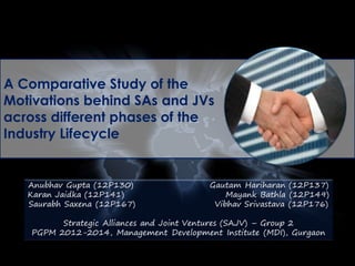 A Comparative Study of the
Motivations behind SAs and JVs
across different phases of the
Industry Lifecycle

 