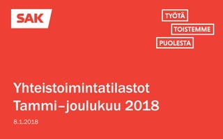 Yhteistoimintatilastot
Tammi–joulukuu 2018
8.1.2018
 