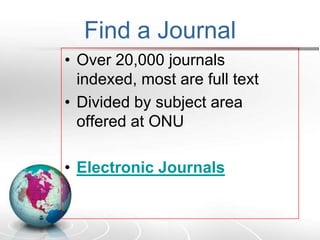 ONU Catalog -- OhioLINK