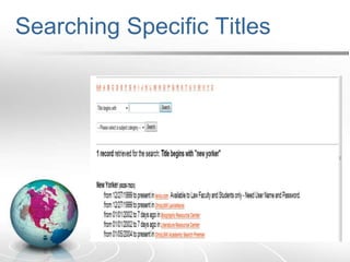 Searching Specific TitlesHML catalog