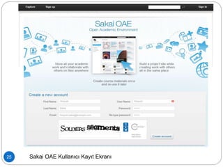 25 Sakai OAE Kullanıcı Kayıt Ekranı
 