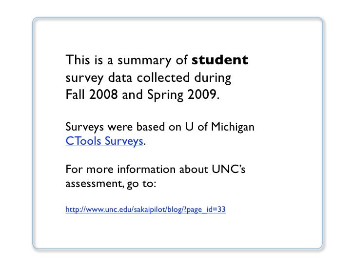 UNC Sakai Pilot Student Data