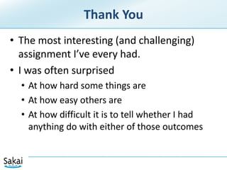 Parting WordsAdvice for the Sakai Community