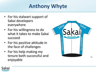 What the community needs to doDon’t wait for the Sakai FoundationLeadership needs to come from the communityThe Board does not control the productInvest in Sakai 3Sakai 2 works wellBut will not deliver the long-term vision