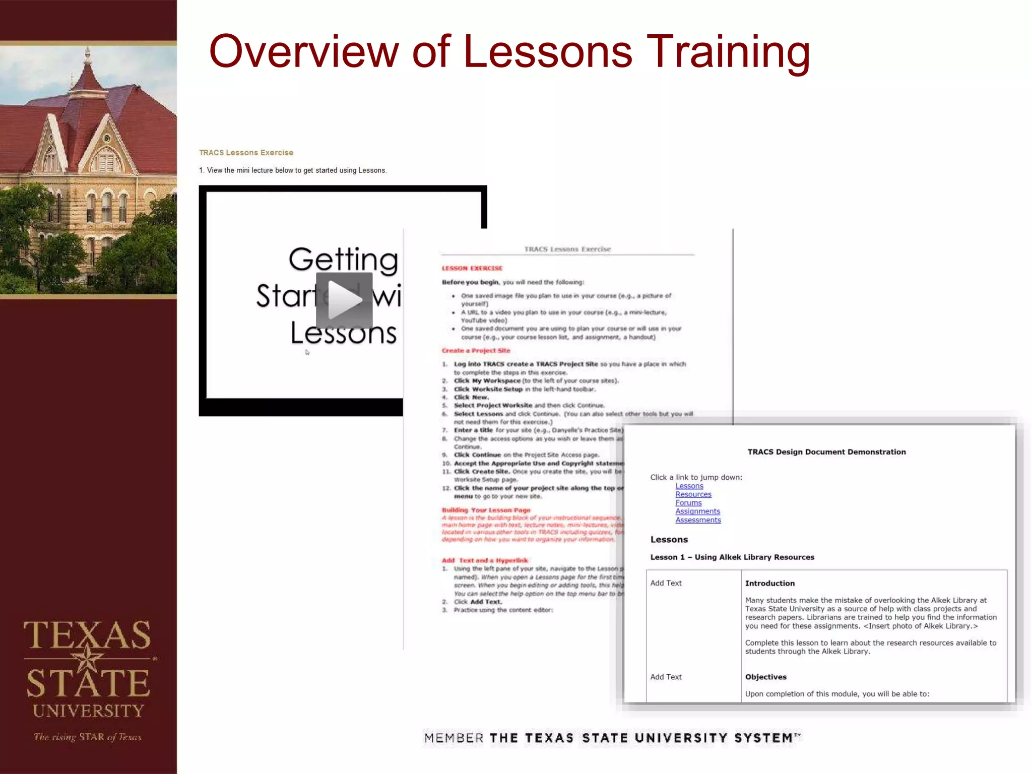 Overview of Lessons Training
 