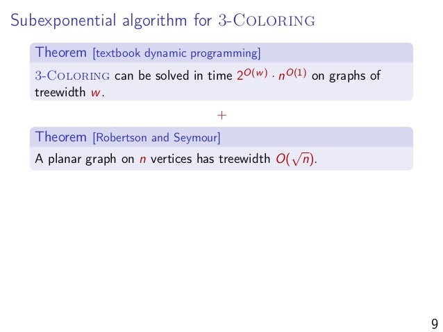 graph 3-coloring planar Subexponential Quest for A Algorithms Parameterized Time