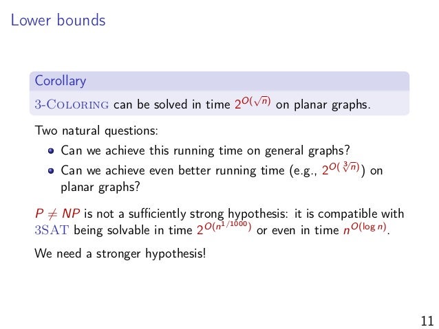 graph planar 3-coloring Algorithms Quest A Subexponential for Time Parameterized