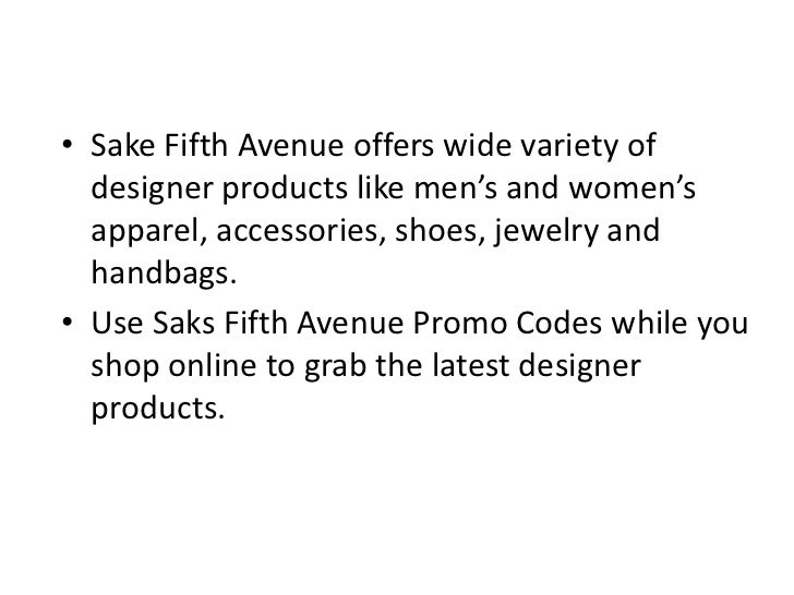 Saks fifth avenue promo codes