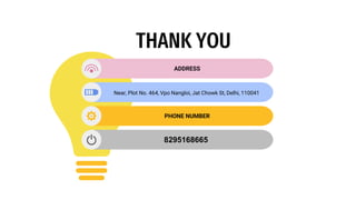 ADDRESS
Near, Plot No. 464, Vpo Nangloi, Jat Chowk St, Delhi, 110041
PHONE NUMBER
8295168665
THANK YOU
 