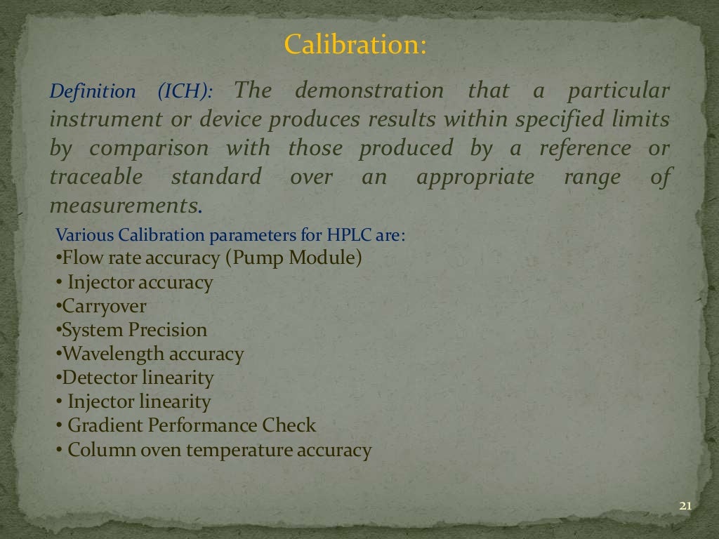 validation and calibration of HPLC