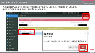 最後に ～sakura.io～
83
モジュールの登録が解除され、表示から削除されました。
次は連携サービスとともにプロジェクトを削除します。
プロジェクト右上の［削除］マークをクリックします。
 