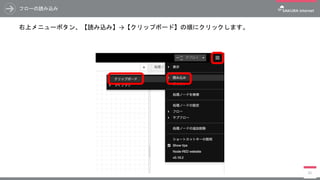 フローの読み込み
右上メニューボタン、【読み込み】→【クリップボード】の順にクリックします。
85
 
