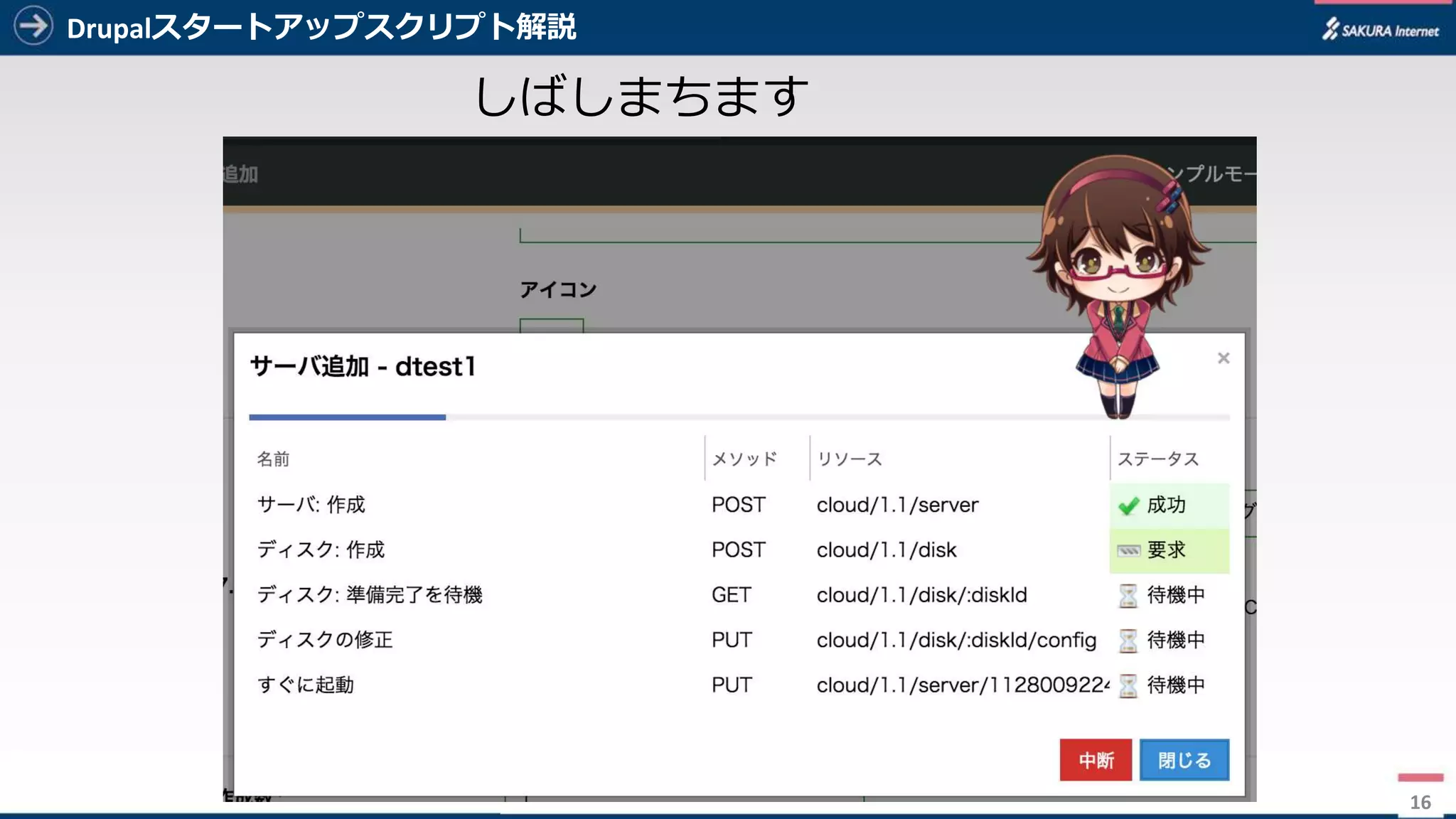 16
Drupalスタートアップスクリプト解説
16
しばしまちます
 