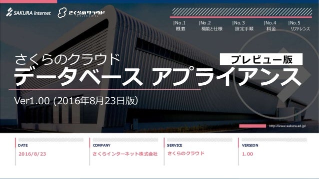 さくらのクラウド データベースアプライアンス プレビュー版 紹介資料
