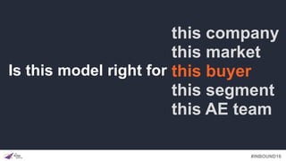 #INBOUND16
Is this model right for
this company
this market
this buyer
this segment
this AE team