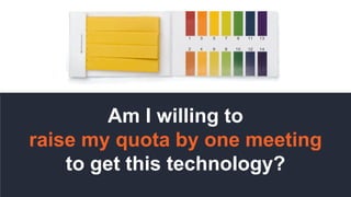 #INBOUND16
Am I willing to
raise my quota by one meeting
to get this technology?